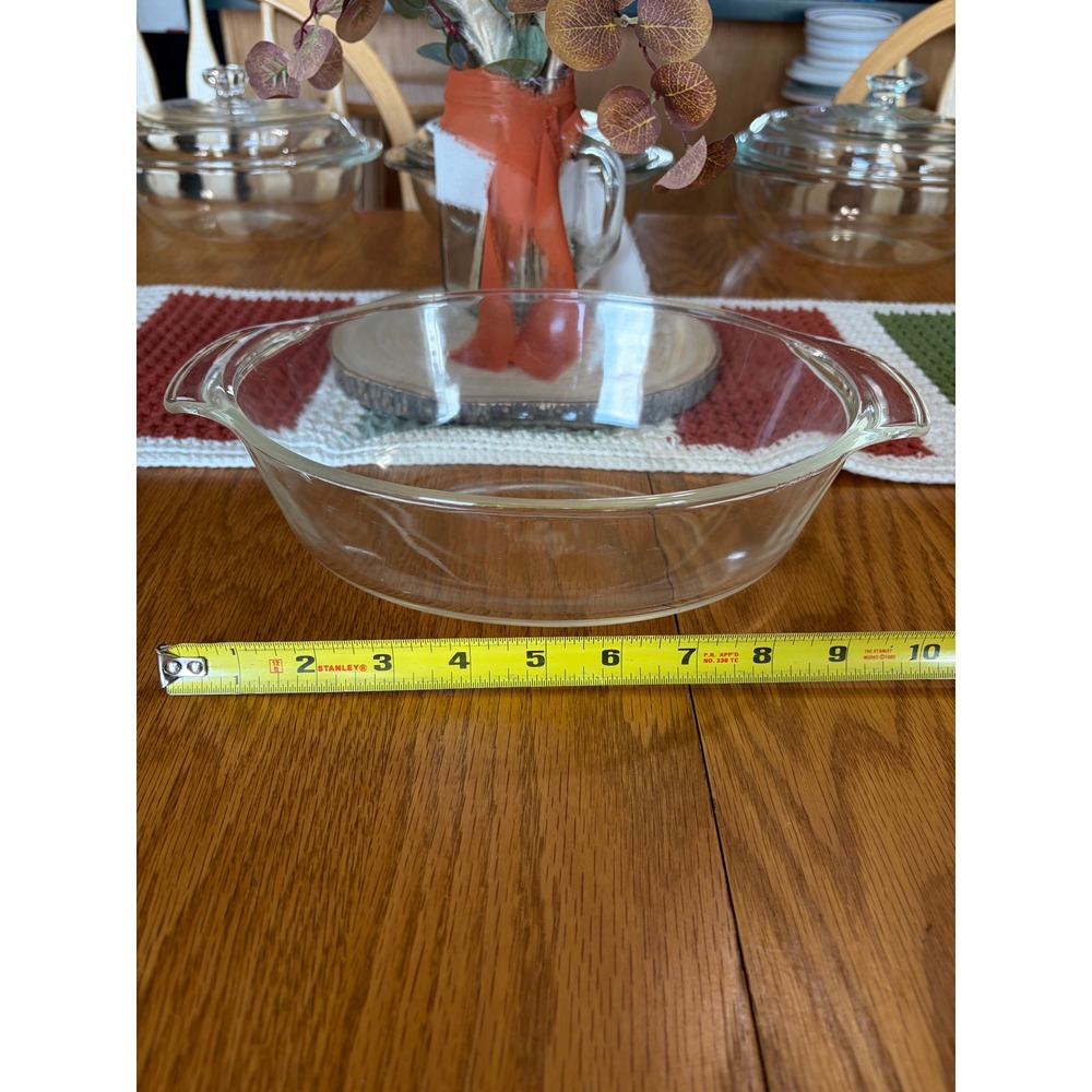 Anchor Hocking Fire-King Clear Glass 1.5 Qt Round Casserole Dish 433 Made In USA